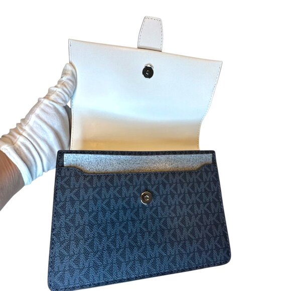Michael Kors Greenwich Small Color-Block Signature Logo Crossbody Bag in a Navy - Picture 9 of 10